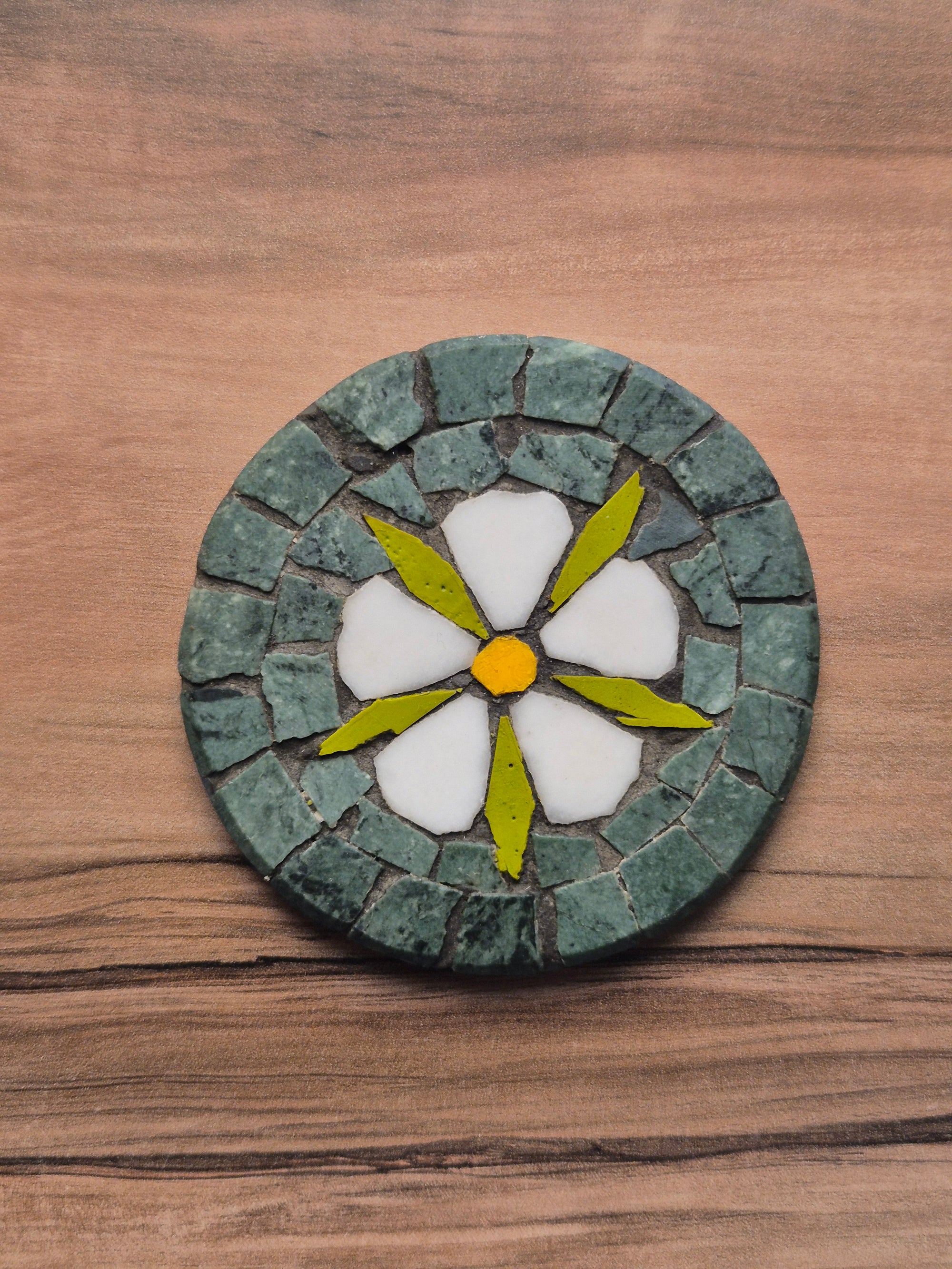 Set of 4 Handmade Coasters – Marble Coaster Set with Mosaic Artwork
