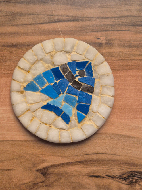 Set of 4 Handmade Coasters – Marble Coaster Set with Mosaic Artwork